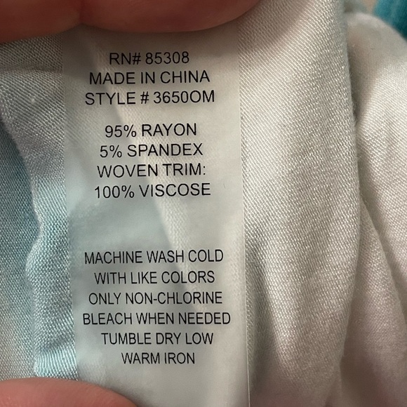 Love Barbara Ombre Stretch Jersey Crewneck Pullover Tunic Top in aqua - Picture 5 of 5